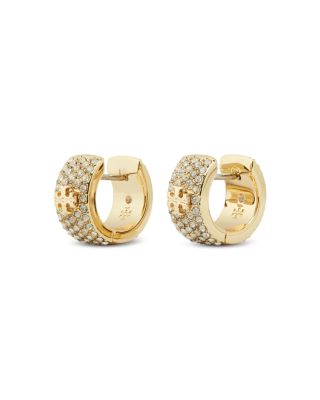 Miller Pav&eacute; Double T Huggie Hoop Earrings 
