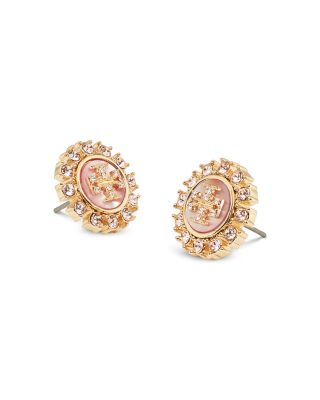 Kira Crystal & Mother Of Pearl Double T Stud Earrings