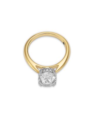 Luxe Collection Certified Lab Grown Diamond Hidden Halo  Oval Solitaire Engagement Ring in 18K Yellow Gold, 3.15 tcw
