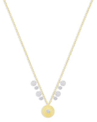 14K White & Yellow Gold Diamond Starburst Multi Disc Pendant Necklace, 18-20"