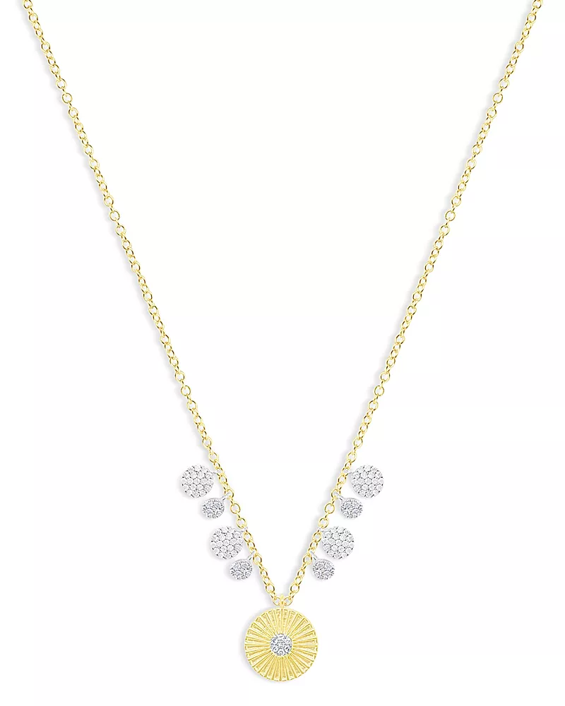 Meira T 14K White & Yellow Gold Diamond Starburst Multi Disc Pendant Necklace, 18