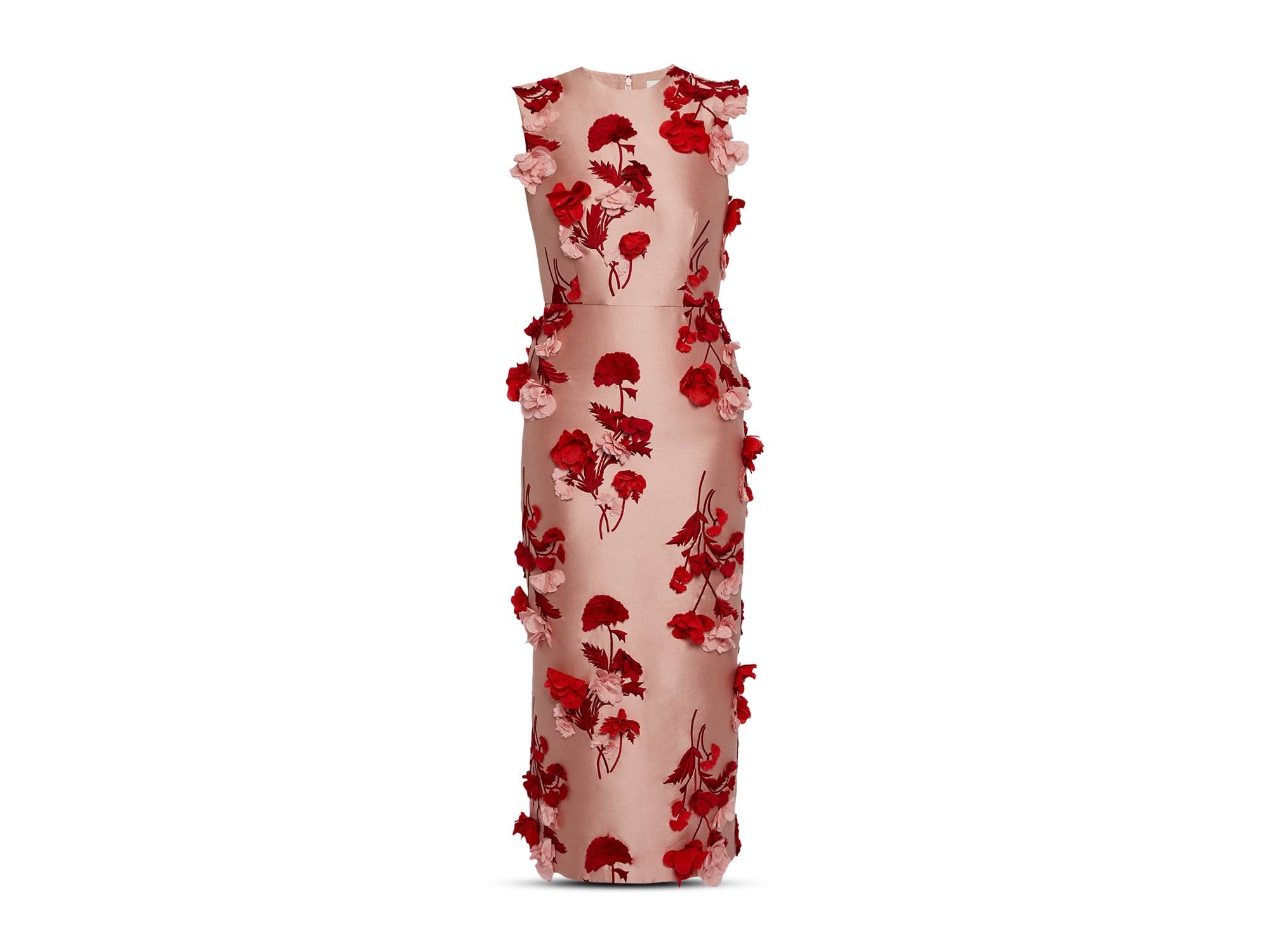 Floral Embroidered Mikado Sleeveless Midi Dress — Image 6