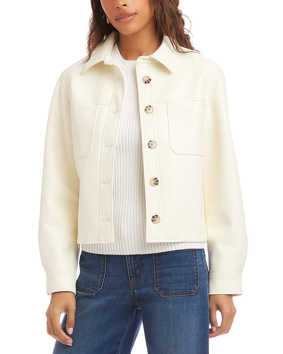 Karen Kane Faux Leather Cropped Jacket