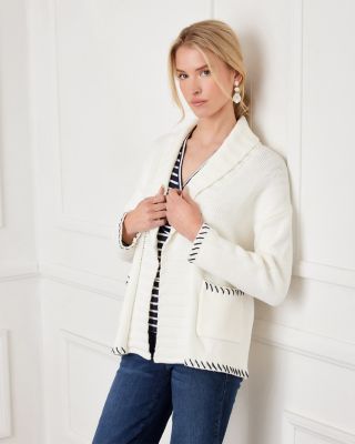 Contrast Stitch Open Front Cardigan Sweater