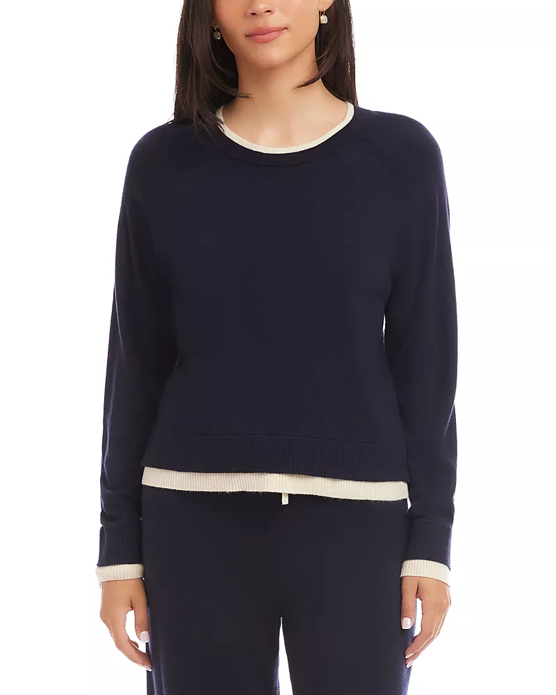 Karen Kane Contrast Crewneck Sweater