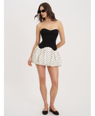 Dahliana Polka Dot Bubble Hem Corset Mini Dress