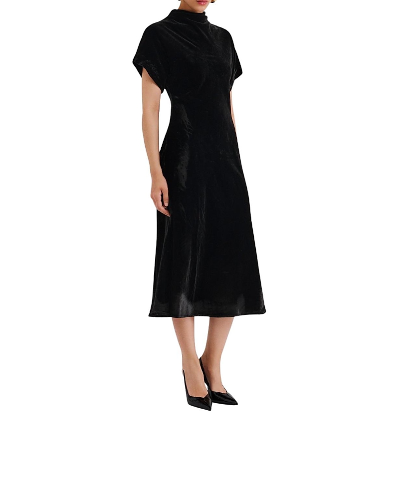 Malina Alivia Short Sleeve Velvet Midi Dress