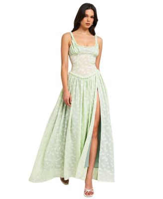  Ulissa Drop Waist Square Neck High Slit Maxi Dress