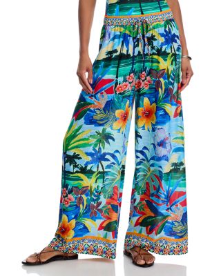 Para Crochet Camp Shirt & Paradis Wide Leg Swim Pants Cover-Up 