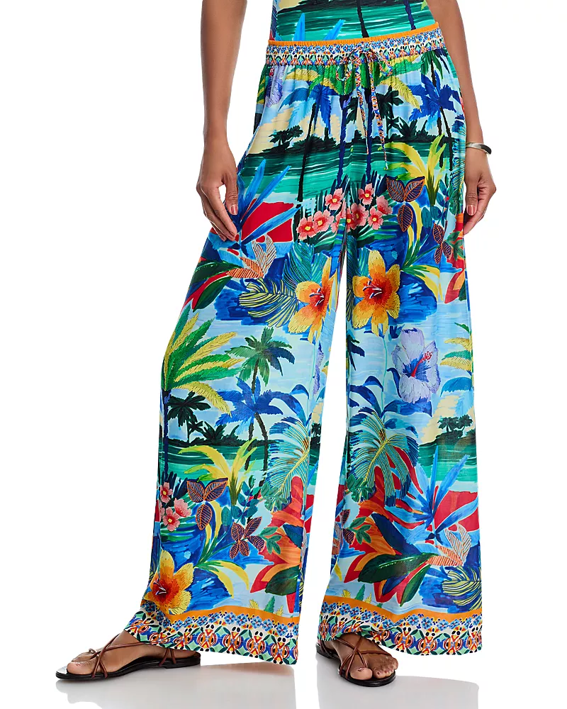 Johnny Was Paradis Wide Leg Swim Cover-Up Pants