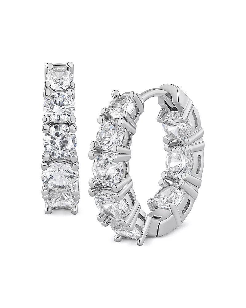 Kenneth Jay Lane Cubic Zirconia Inside Outside Hoop Earrings