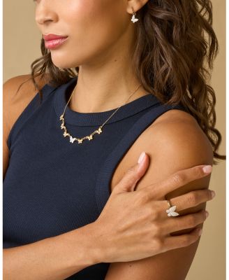 14K Yellow Gold Diamond Mini Butterfly Huggie Hoop Earrings, 0.32 tcw