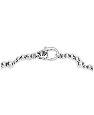 Sterling Silver Caviar Bubbly Scalloped Beaded Collar Necklace, 18"