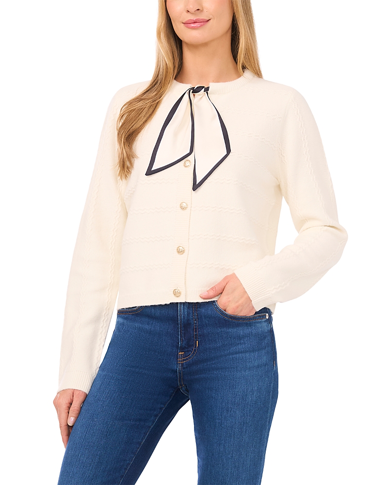 CeCe Woven Tie Scarf Cardigan