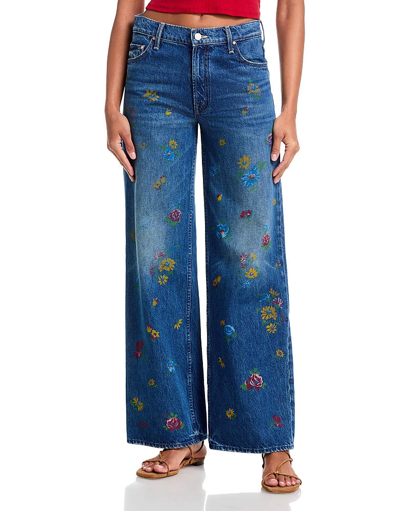 Mother The Rerun Zip Sneak High Rise Jeans in Field of Flowers