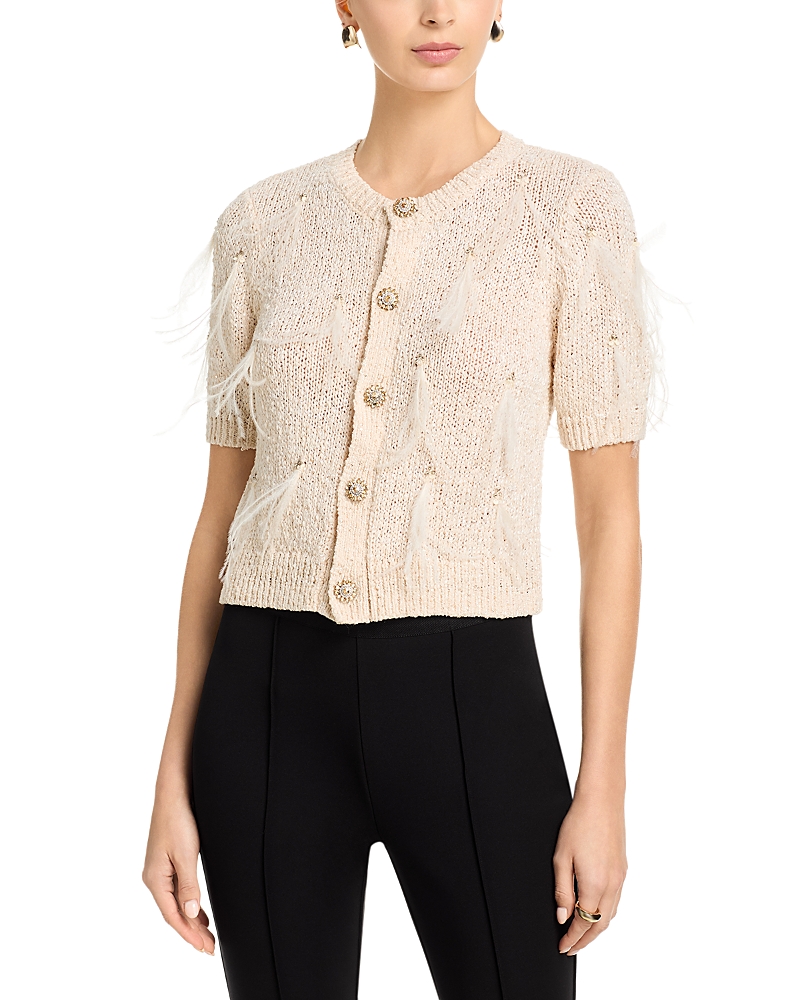 Cinq À Sept Cinq A Sept Coralie Cardigan Sweater In Natural/sequin