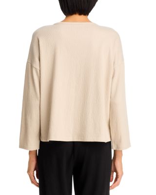 Crinkled Jersey Crewneck Bracelet Sleeve Top