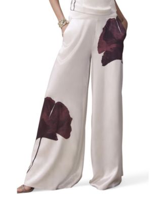  Women's Floral Print Satin Trouser