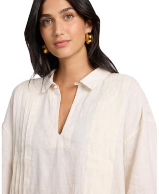 Linen Pintuck Popover Shirt