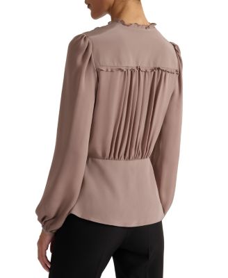  Lana Long Sleeve Silk Ruffle Top