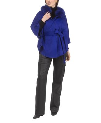  Select Wool Belted Cape with Select Lamb Collar