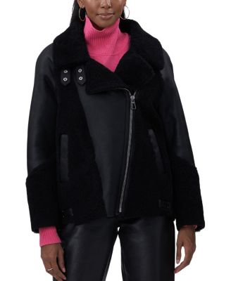  Shearling Lamb Zip Moto Jacket