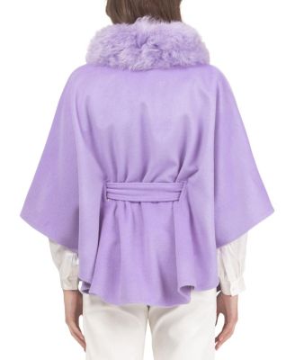  Select Wool Belted Cape with Select Lamb Collar