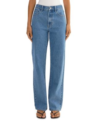 High Rise Straight Jeans in Mid Blue Wash