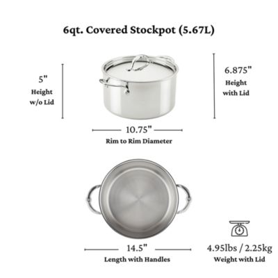 ProBond Luxe 6-Qt. Polished Professional Clad Stainless Steel Stock Pot with Lid