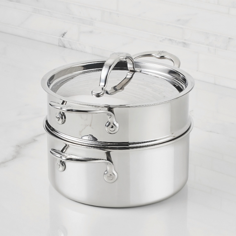Hestan ProBond Luxe 3-Qt. Polished Professional Clad Stainless Steel Soup Pot and Steamer Insert Set