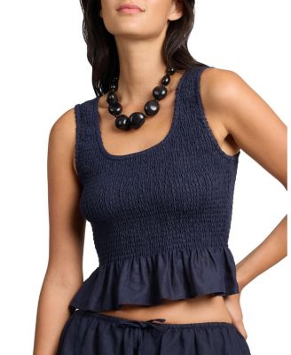  Air Linen Smocked Tank