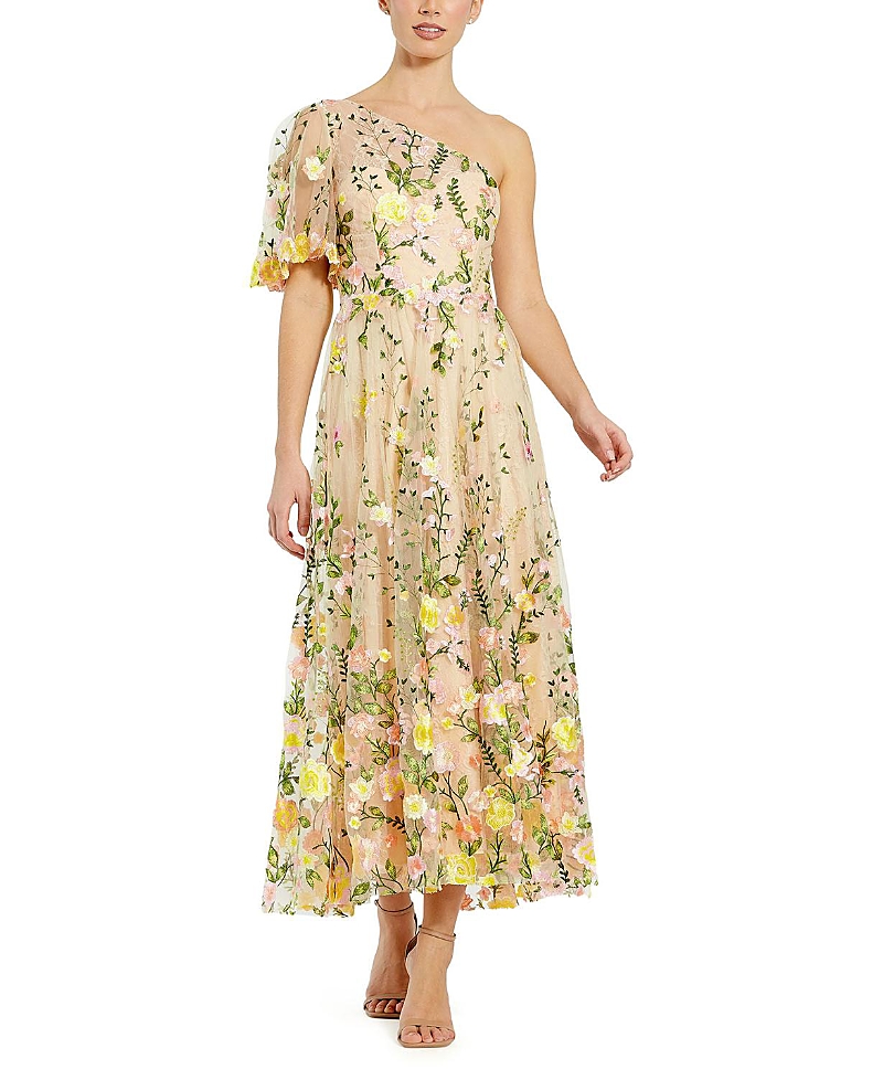 Mac Duggal One Shoulder Lace Embroidered Dress