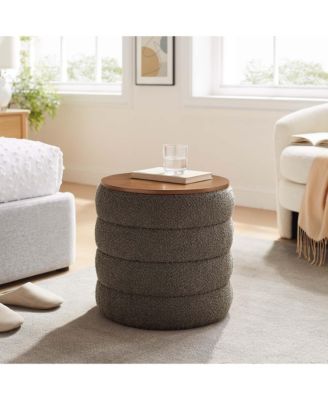 Mezzo Round Boucle Fabric Storage Ottoman