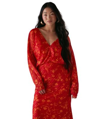 Petite Shadow Stripe Neck Midi Dress