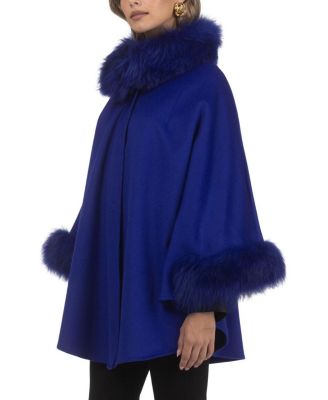 Select Wool and Cashmere Cape with Select Lamb Trim