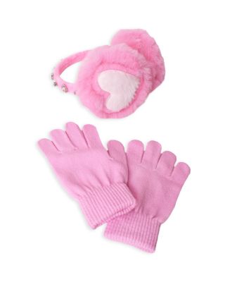 Girls' Heart Faux Fur Earmuffs & Gloves Set - Big Kid