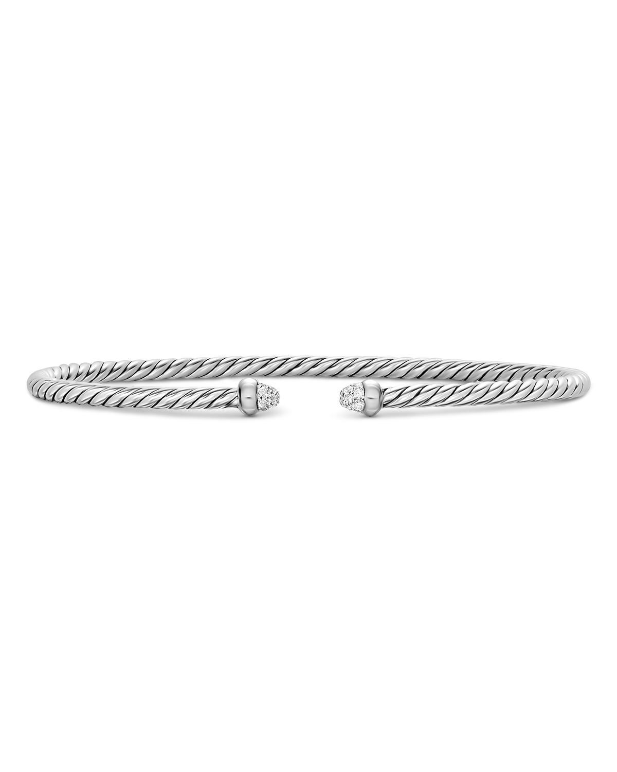 David Yurman Micro Cable Flex® Bracelet in Sterling Silver with Diamonds, 2.6mm