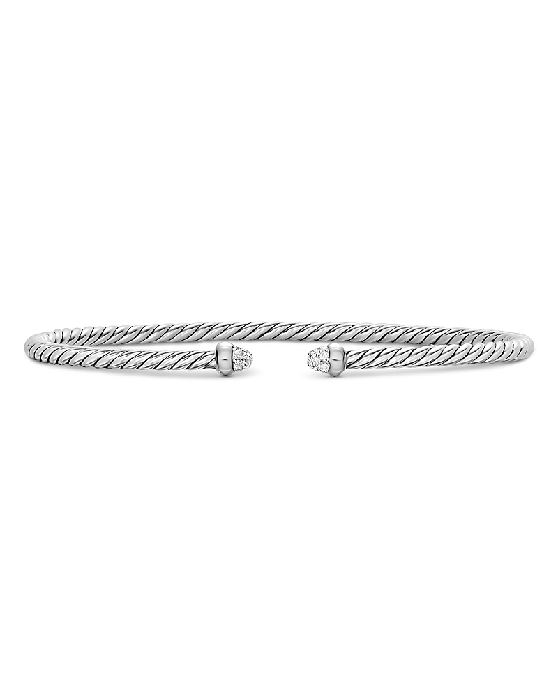 Micro Cable Flex Bracelet in Sterling Silver with Diamonds, 2.6mm