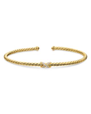 Micro Cablespira&reg; Flex Petite X Bracelet in 18K Yellow Gold with Diamonds, 2.6mm