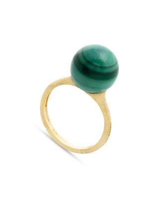 18K Yellow Gold Africa Malachite Stone Ring