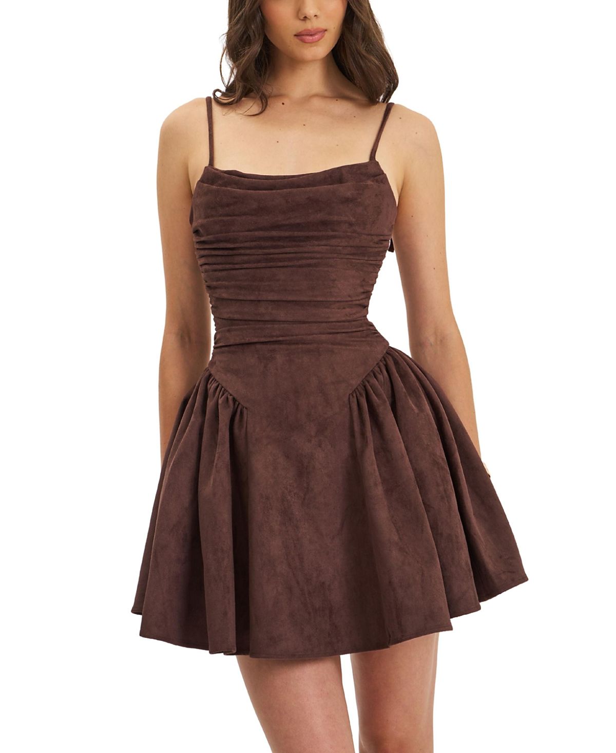 Miss Circle Raisa Suede Ruched Mini Dress