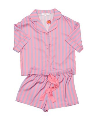 Girls' Cotton Candy Striped Silky Short Sleeve Shorts Set - Little Kid, Big Kid
