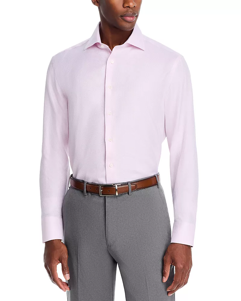 Canali Regular Fit Geo Weave Dress Shirt