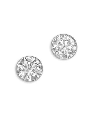 Luxe Collection Certified Lab Grown Diamond Bezel Stud Earrings in 14K Gold, 2.0 tcw