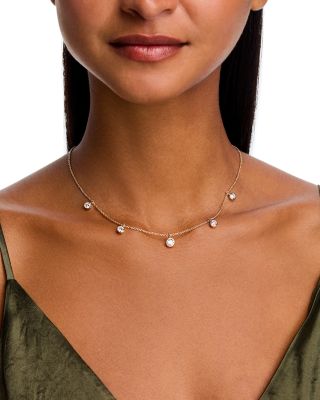 Luxe Collection Certified Lab Grown Diamond Dangle Station Necklace in 14K Yellow Gold, 2.0 tcw