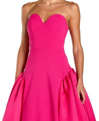  Strapless Sweetheart Crepe Gown with Satin Skirt