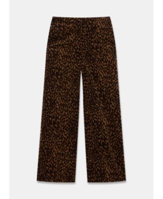 Women's Leopard Print Velvet Straight Trousers