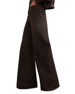 Sakura High Rise Flare Patch Pocket Jeans in Chocolate