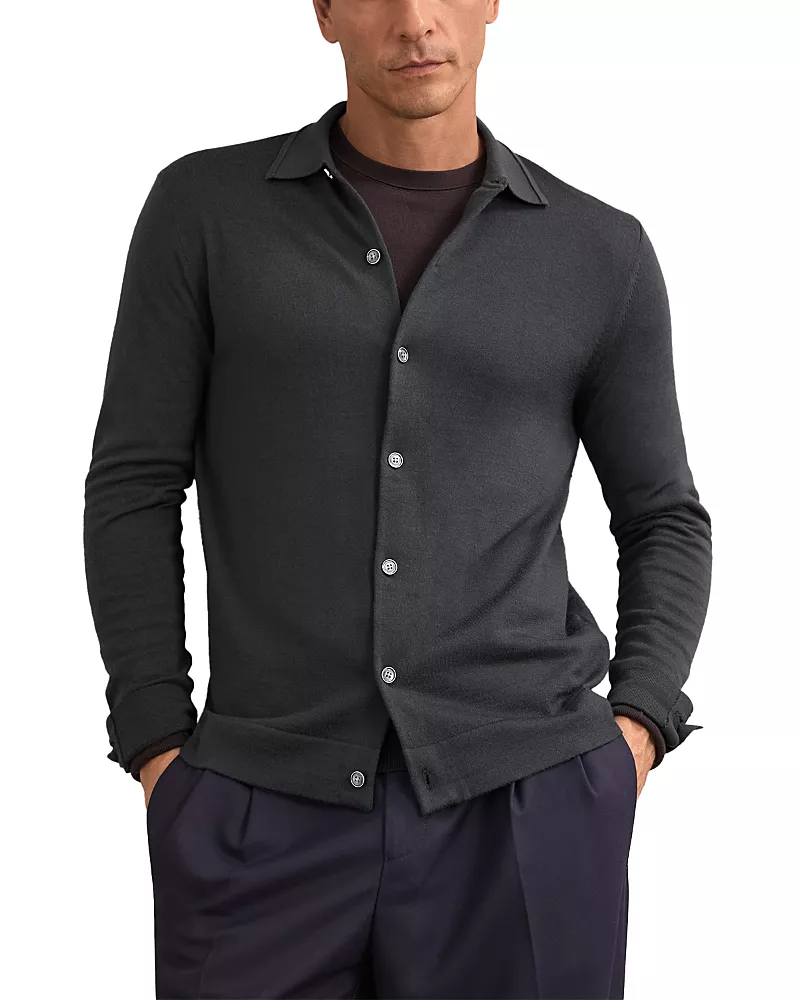 Reiss Forbes Merino Wool Button Cardigan