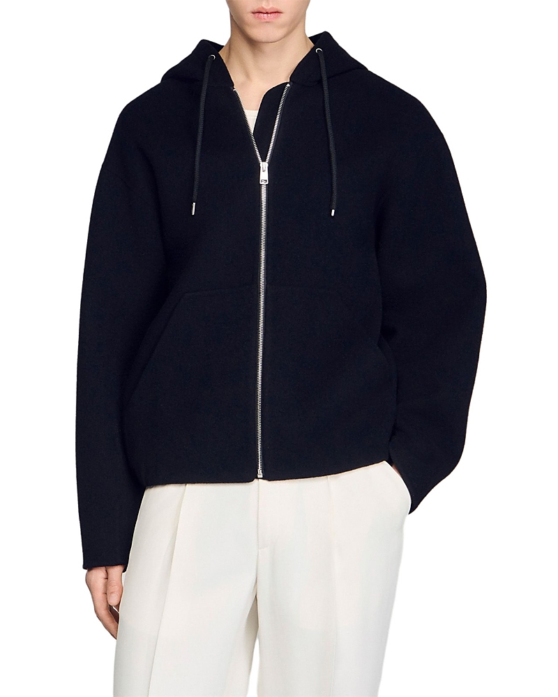 Sandro Hooded Zipper Wool Jacket